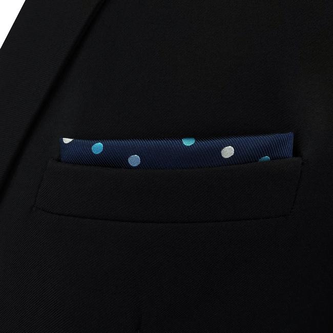 Shlax & Wing BH24 Navy Polka Dots Silk Mens Pocket Square Fashion Classic Handkerchief Dress Hanky