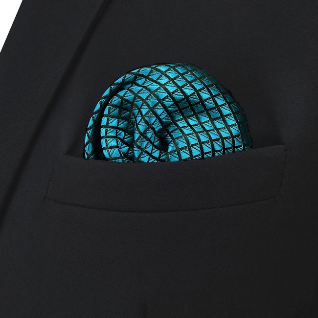 Shlax & Wing BH25 Blue Solid Silk Mens Pocket Square Fashion Classic Handkerchief Dress Hanky