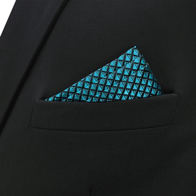 Shlax & Wing BH25 Blue Solid Silk Mens Pocket Square Fashion Classic Handkerchief Dress Hanky