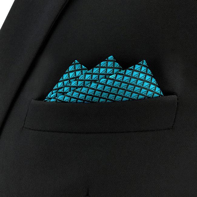 Shlax & Wing BH25 Blue Solid Silk Mens Pocket Square Fashion Classic Handkerchief Dress Hanky