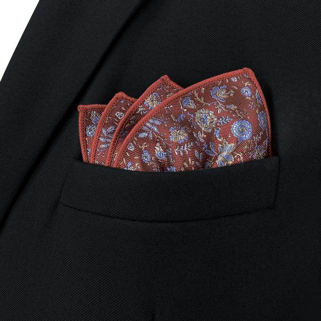 Shlax & Wing BH32 Red Floral Mens Pocket Square Classic Dress Party Fashion Handkerchief Wedding