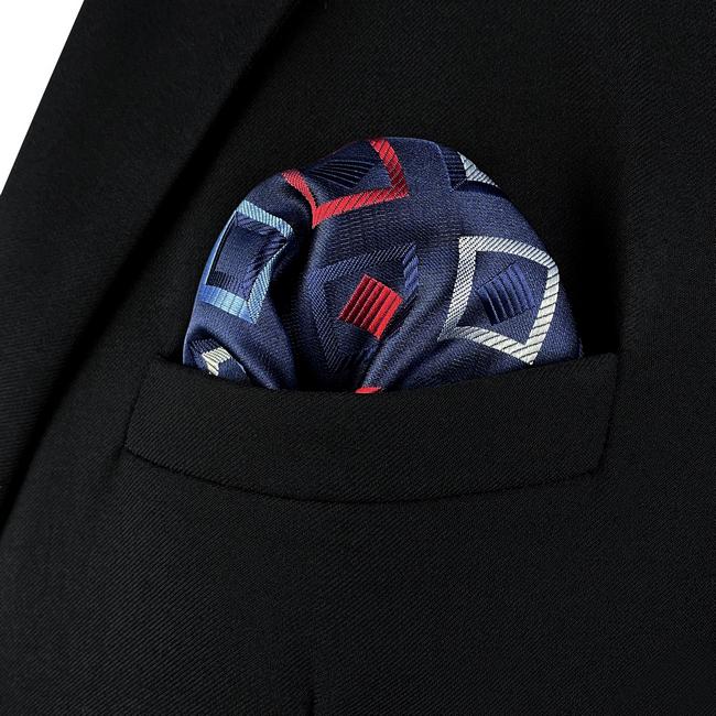 Shlax & Wing BH33 Navy Blue Checkes Mens Pocket Square Classic Fashion Business Handkerchief Groom