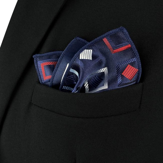 Shlax & Wing BH33 Navy Blue Checkes Mens Pocket Square Classic Fashion Business Handkerchief Groom