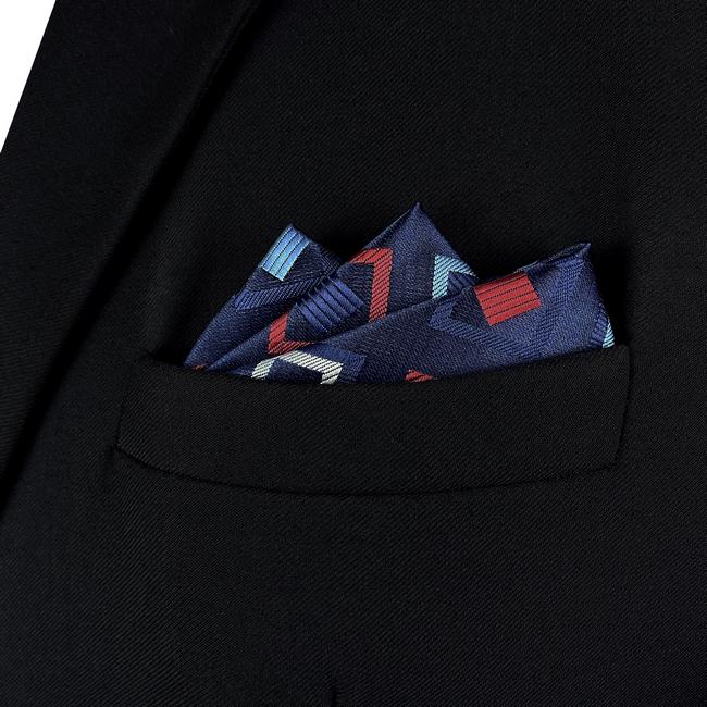 Shlax & Wing BH33 Navy Blue Checkes Mens Pocket Square Classic Fashion Business Handkerchief Groom