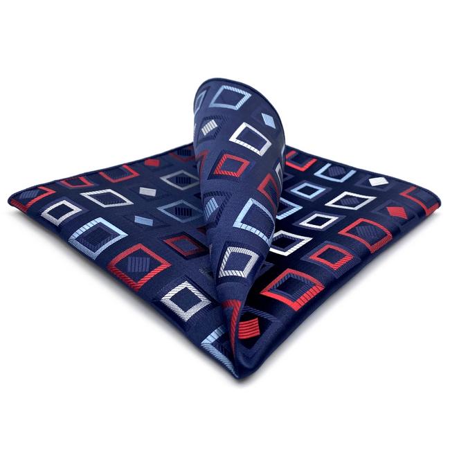 shlax & wing BH33 Navy Blue Checkes Mens Pocket Square Classic Fashion Business Handkerchief Groom
