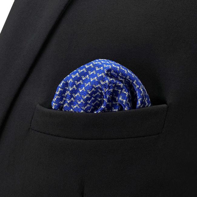 Shlax & Wing BH35 Blue Houndstooth Mens Pocket Square Business Acceossories