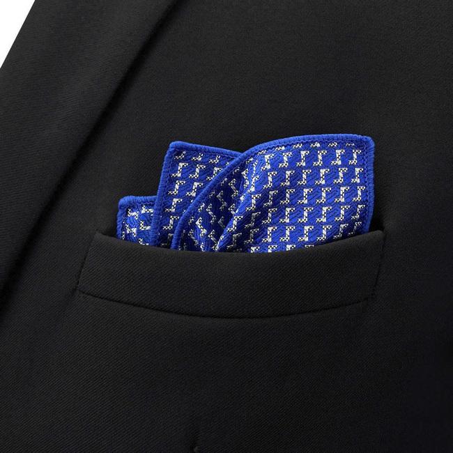 Shlax & Wing BH35 Blue Houndstooth Mens Pocket Square Business Acceossories