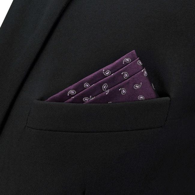 Shlax & Wing BH36 Purple Plum Paisley Mens Pocket Square Classic Fashion Business Groom