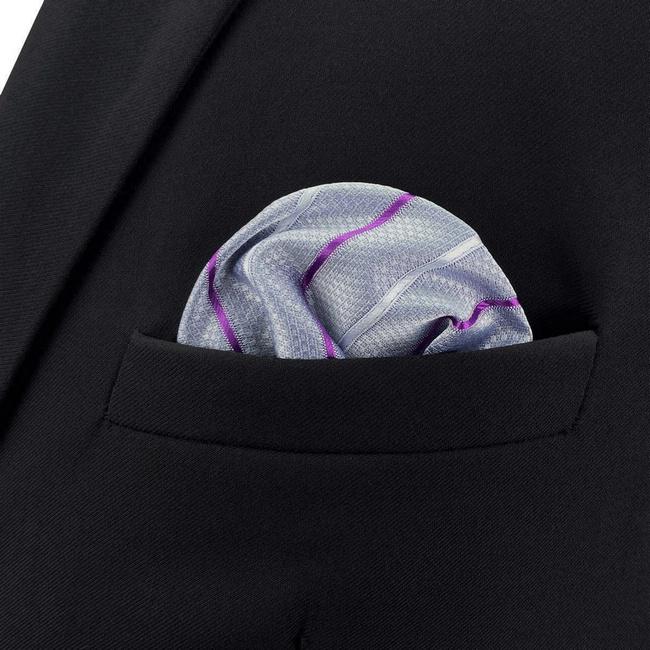 Shlax & Wing BH37 Light Gray Striped Mens Pocket Square Classic Dress Party Fashion Wedding