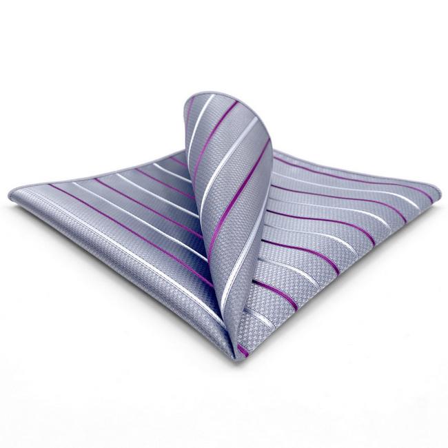 shlax & wing BH37 Light Gray Striped Mens Pocket Square Classic Dress Party Fashion Wedding
