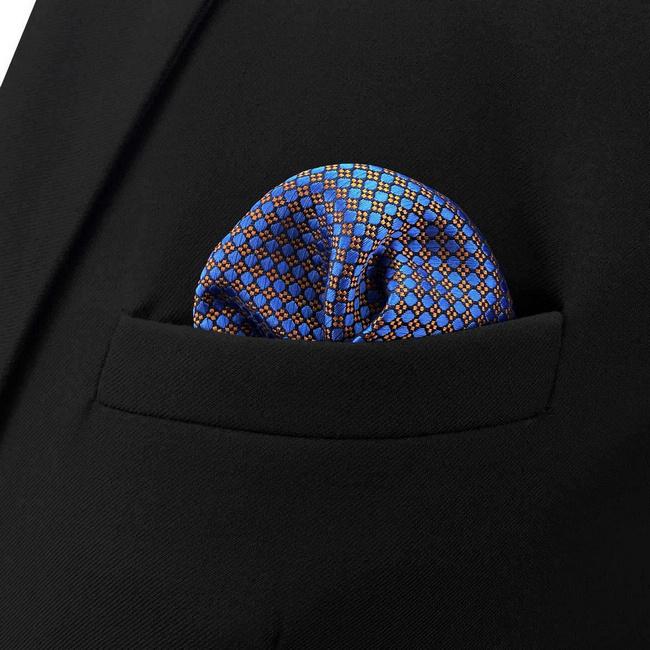 Shlax & Wing BH38 Blue Orange Polka Dots Mens Pocket Square Fashion