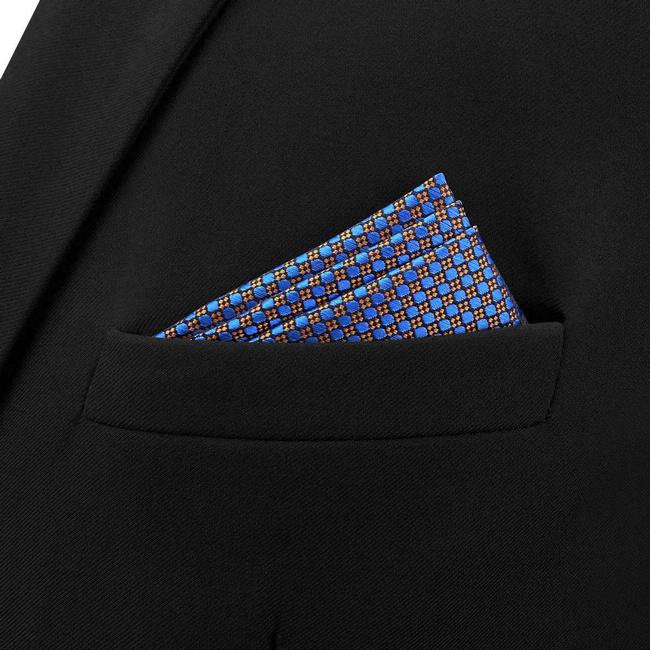 Shlax & Wing BH38 Blue Orange Polka Dots Mens Pocket Square Fashion