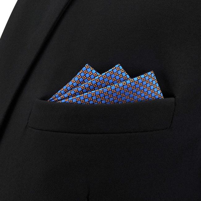 Shlax & Wing BH38 Blue Orange Polka Dots Mens Pocket Square Fashion