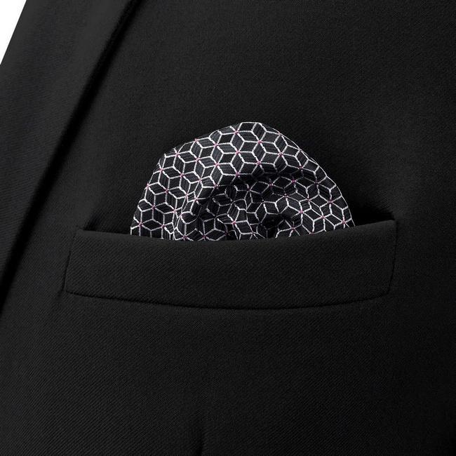 Shlax & Wing BH40 Black Geometric Men’s Pocket Square Accessories Business