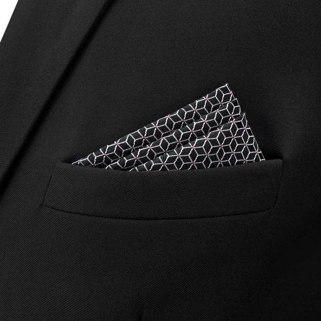 Shlax & Wing BH40 Black Geometric Men’s Pocket Square Accessories Business