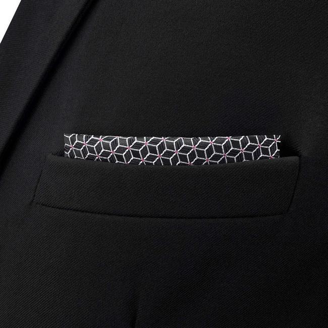 Shlax & Wing BH40 Black Geometric Men’s Pocket Square Accessories Business