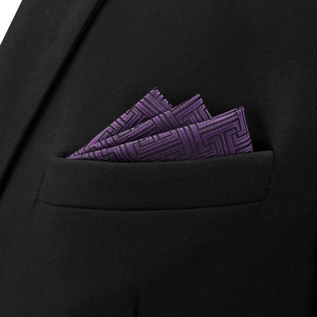 Shlax & Wing BH41 Dark Purple Geometric Men’s Pocket Square Accessories Business