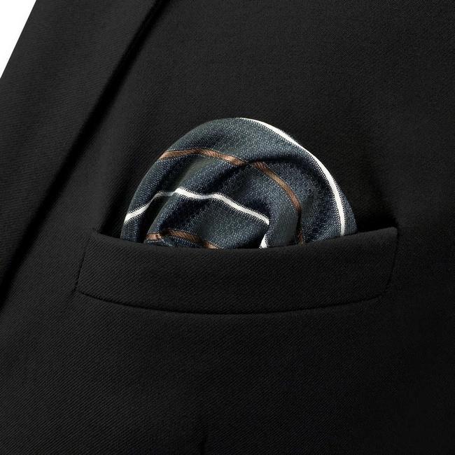 Shlax & Wing BH43 Dark Grey Striped Mens Pocket Square Business Classic