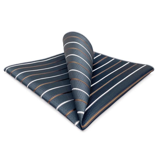 shlax & wing BH43 Dark Grey Striped Mens Pocket Square Business Classic