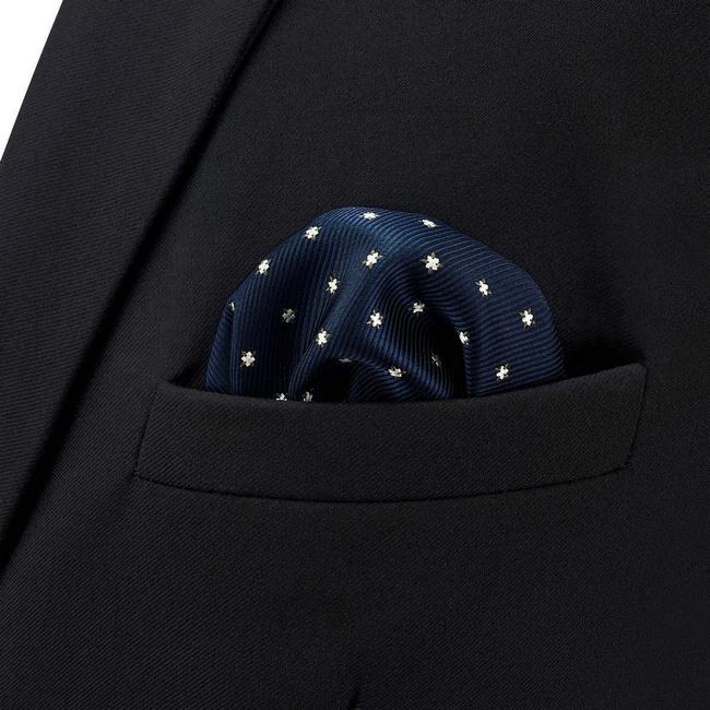 Shlax & Wing BH46 Navy Blue Floral Mens Pocket Square Fashion Classic Handkerchief Dress Hanky