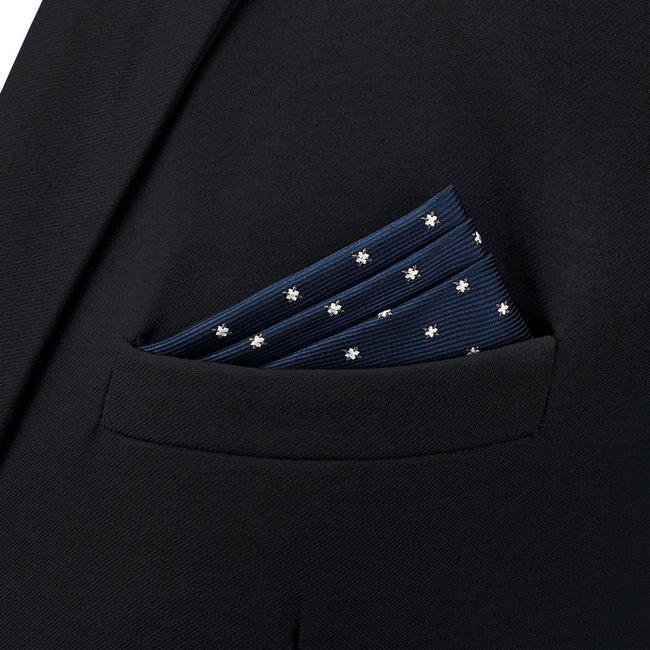 Shlax & Wing BH46 Navy Blue Floral Mens Pocket Square Fashion Classic Handkerchief Dress Hanky