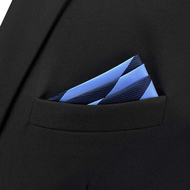 Shlax & Wing BH47 Royal Blue Navy Blue Striped Mens Pocket Square Fashion Party Fashion Handkerchief Wedding