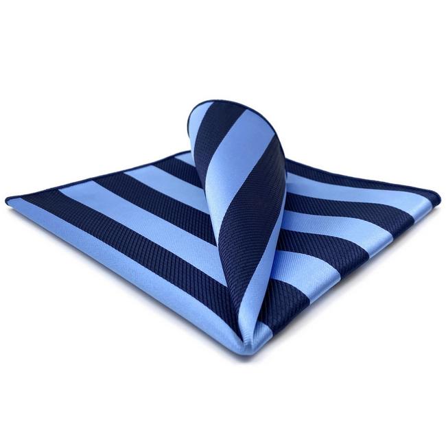shlax & wing BH47 Royal Blue Navy Blue Striped Mens Pocket Square Fashion Party Fashion Handkerchief Wedding