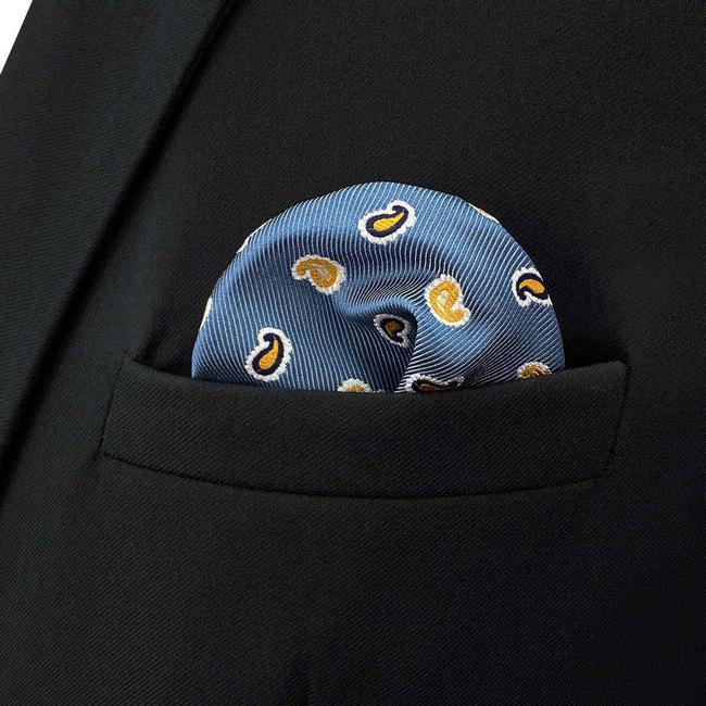 Shlax & Wing BH48 Royal Blue Paisley Mens Pocket Square Business Wedding Handkerchief Groom