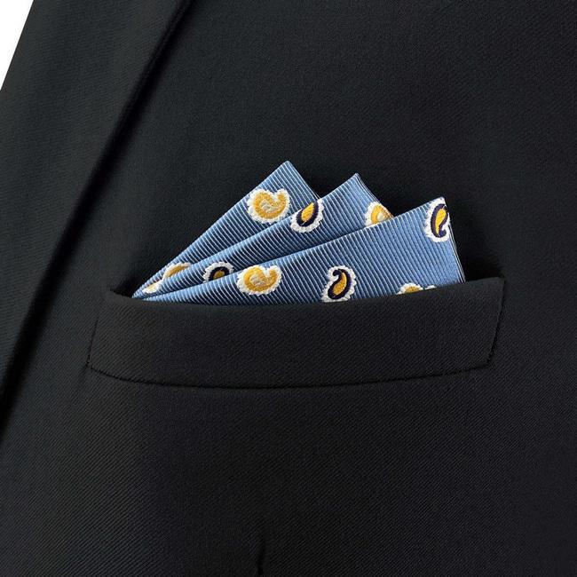 Shlax & Wing BH48 Royal Blue Paisley Mens Pocket Square Business Wedding Handkerchief Groom