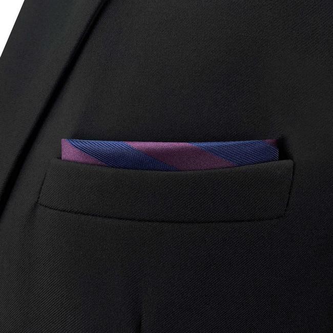 Shlax & Wing BH49 Grape Purple Navy Blue Striped Mens Pocket Square Fashion Party Handkerchief Gift