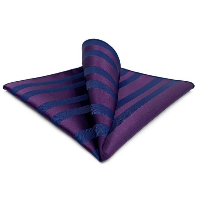 shlax & wing BH49 Grape Purple Navy Blue Striped Mens Pocket Square Fashion Party Handkerchief Gift