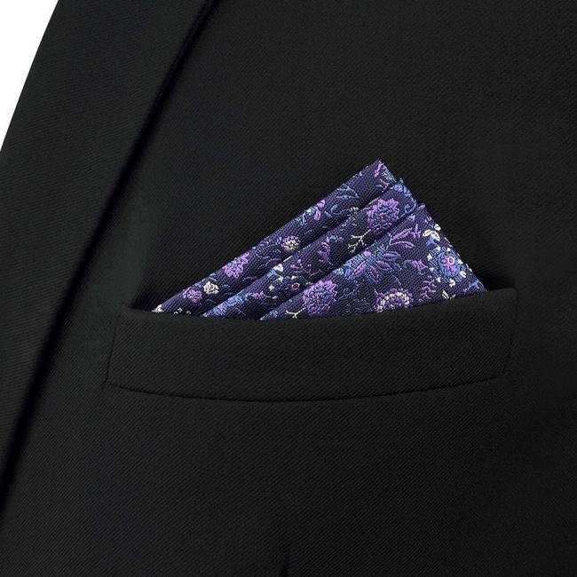 Shlax & Wing BH52 Purple Floral Mens Pocket Square Classic Dress Party Fashion Wedding Handkerchief Groom