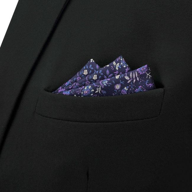 Shlax & Wing BH52 Purple Floral Mens Pocket Square Classic Dress Party Fashion Wedding Handkerchief Groom