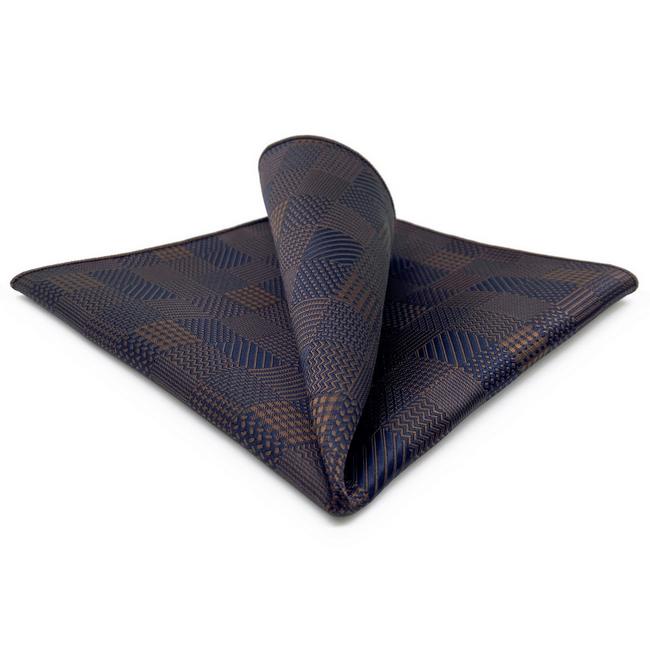 shlax & wing BH53 Brown Checkes Mens Pocket Square Classic Fashion Business Groom Handkerchief Gift