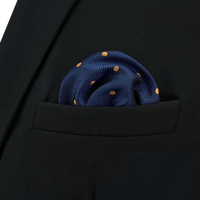Shlax & Wing BH54 Blue Polka Dots Mens Pocket Square Classic Fashion Business Handkerchief Acceossories Wedding