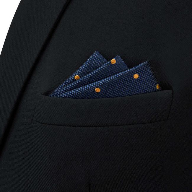 Shlax & Wing BH54 Blue Polka Dots Mens Pocket Square Classic Fashion Business Handkerchief Acceossories Wedding