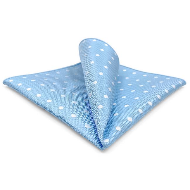 shlax & wing BH55 Light Blue Polka Dots Mens Pocket Square Fashion Party Classic Handkerchief Dress Hanky