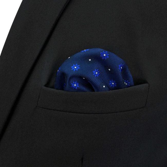 Shlax & Wing BH56 Blue Floral Mens Pocket Square Classic Fashion Handkerchief Wedding