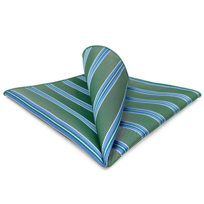 shlax & wing BH57 Green Striped Mens Pocket Square Classic Wedding Handkerchief Groom Business