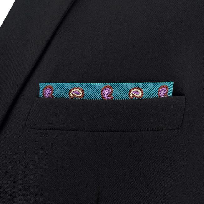 Shlax & Wing BH58 Blue Green Paisley Mens Pocket Square Fashion Business Wedding Handkerchief Gift