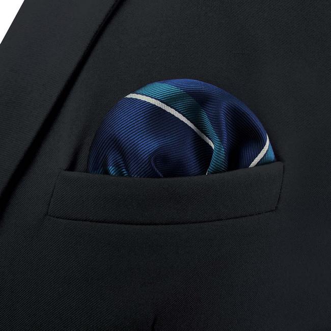 Shlax & Wing BH59 Blue Striped Mens Pocket Square Fashion Party Classic Business Handkerchief Groom