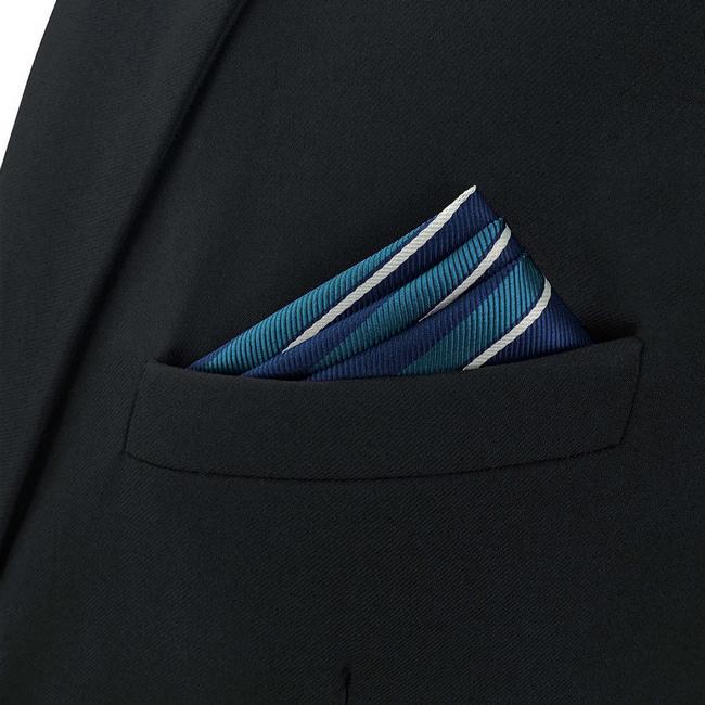 Shlax & Wing BH59 Blue Striped Mens Pocket Square Fashion Party Classic Business Handkerchief Groom