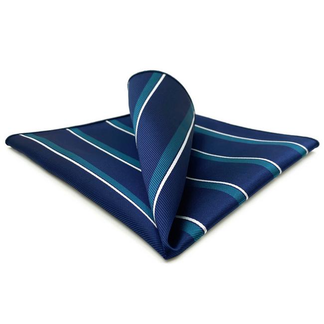 shlax & wing BH59 Blue Striped Mens Pocket Square Fashion Party Classic Business Handkerchief Groom