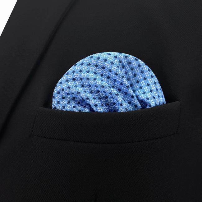 Shlax & Wing BH6 Azure Polka Dots Silk Mens Pocket Square Wedding Classic Handkerchief Brand New Dress Hanky