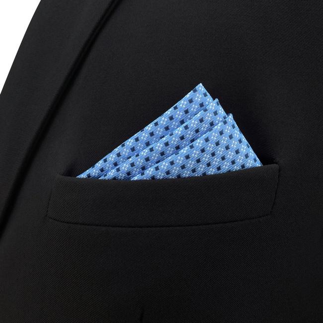 Shlax & Wing BH6 Azure Polka Dots Silk Mens Pocket Square Wedding Classic Handkerchief Brand New Dress Hanky