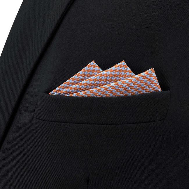 Shlax & Wing BH60 Gray Orange Houndstooth Mens Pocket Square Fashion Party Handkerchief Wedding