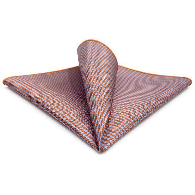 shlax & wing BH60 Gray Orange Houndstooth Mens Pocket Square Fashion Party Handkerchief Wedding