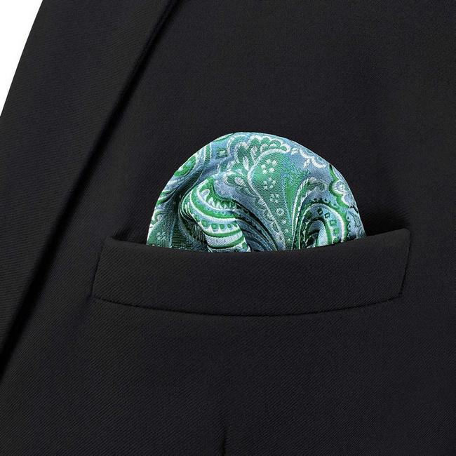 Shlax & Wing BH61 Aqua Geometric Mens Pocket Square Classic Fashion Wedding Handkerchief Dress Hanky