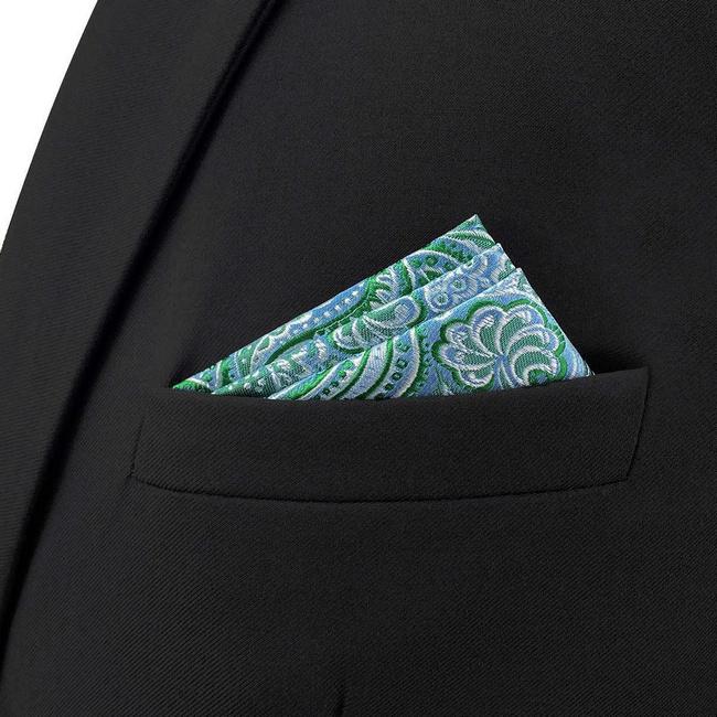 Shlax & Wing BH61 Aqua Geometric Mens Pocket Square Classic Fashion Wedding Handkerchief Dress Hanky