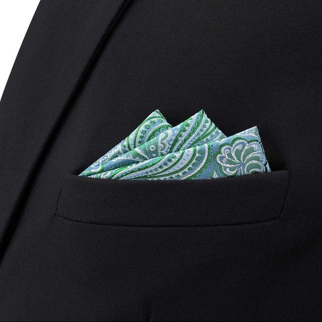Shlax & Wing BH61 Aqua Geometric Mens Pocket Square Classic Fashion Wedding Handkerchief Dress Hanky